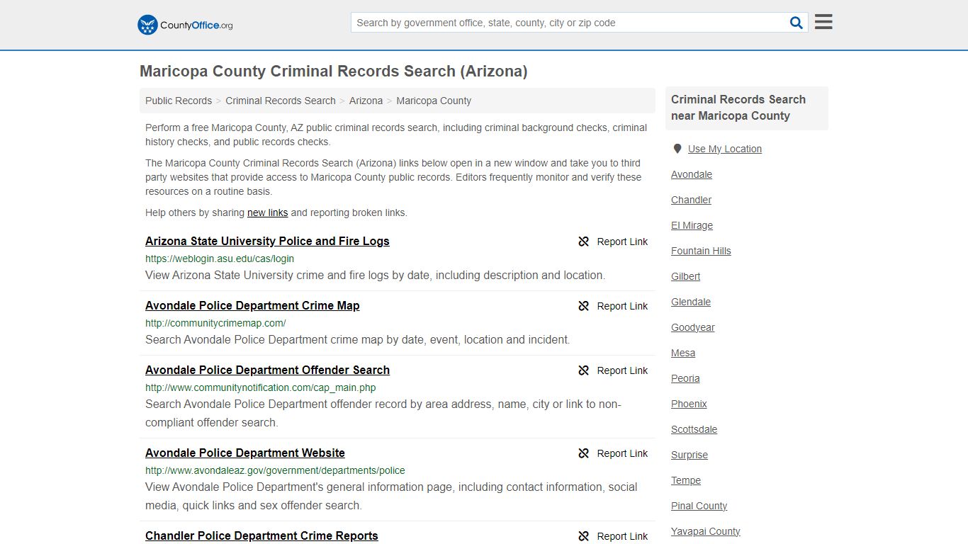 Maricopa County Criminal Records Search (Arizona) - County Office