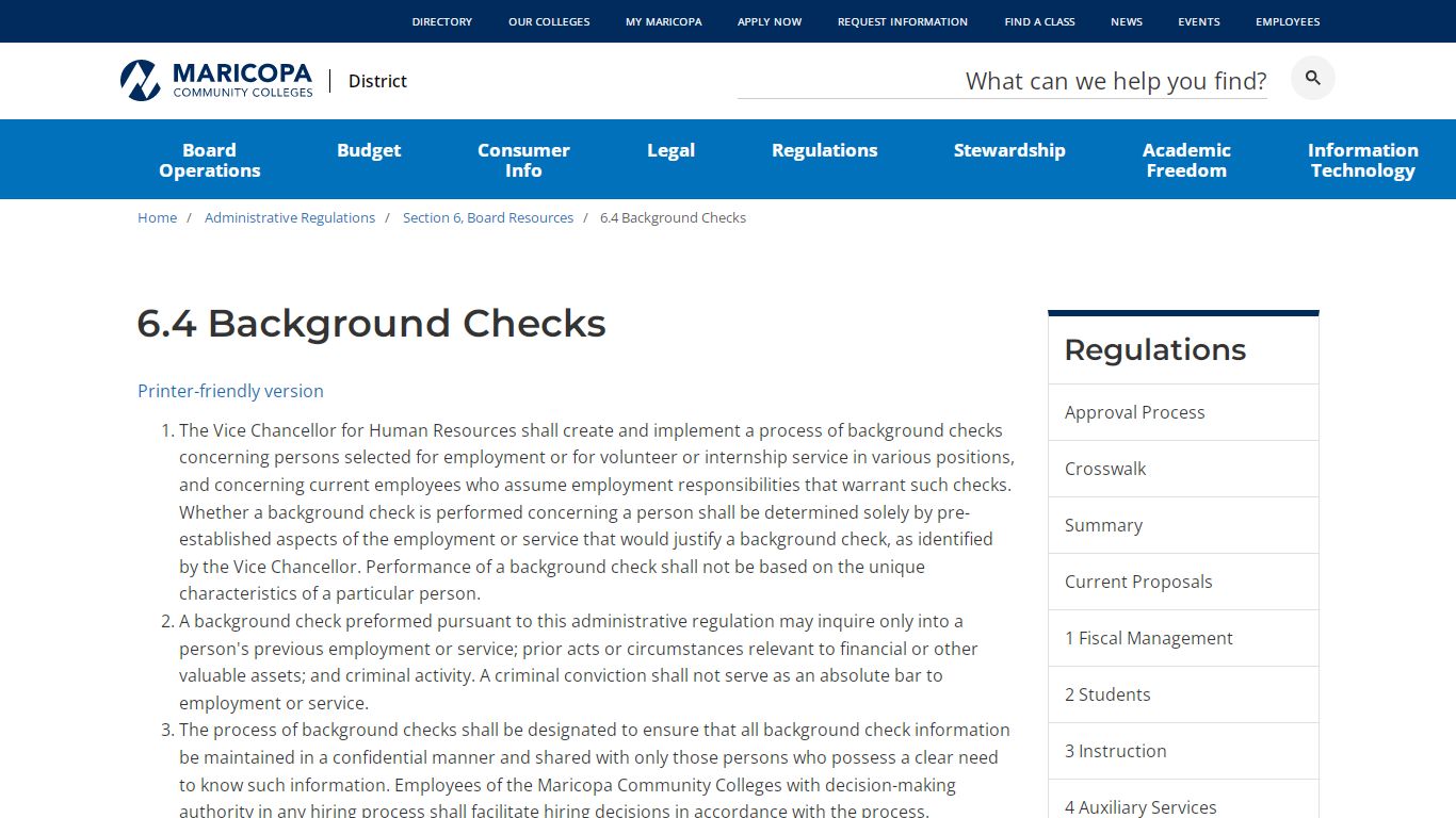 6.4 Background Checks | Maricopa Community Colleges